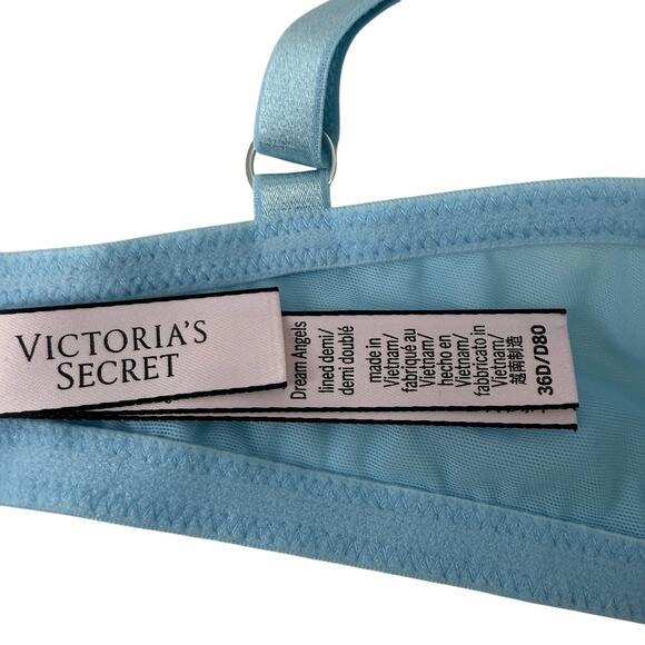 Victoria's Secret Dream Angels Breaker Blue Lemon Embroidery Demi Bra 36D - Picture 4 of 8